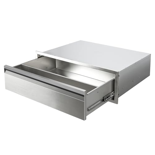 Image of Outdoor Kitchen Drawers 30 inch W x 10 inchH Flush Mount BBQ Single Drawers with Divider,Stainless Steel Built-in Drawer for Outdoor Kitchen Island Patio Grill Station