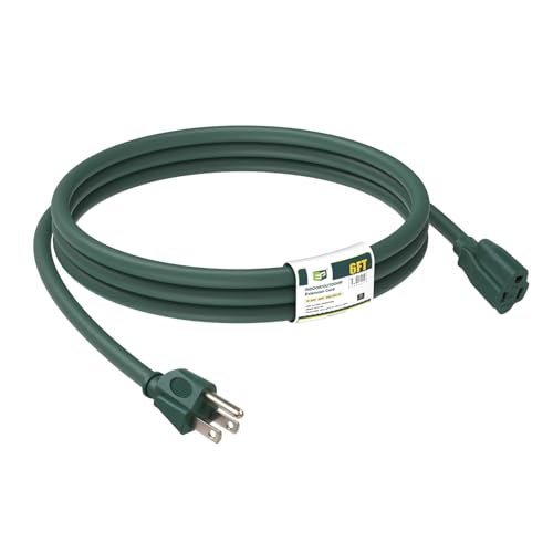 Image of EP 6FT Outdoor Extension Cord, 16 /3 SJTW Heavy Duty Green, ETL Listed