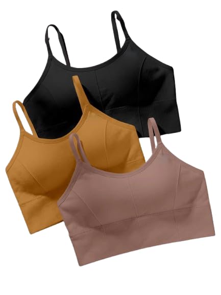 kumpa Pack of 3 |Women's Girl's Cotton Full Coverage Crop Top Lightly Padded Camisole Sassy Sort Brafor Women Yoga/Sport/Fitness, Sassy Women Sport Bra,646 Bra in Free Size-picture-24