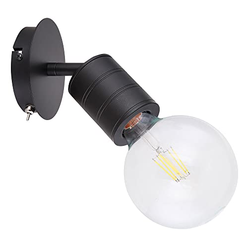 Globo Lámpara de pared con foco móvil, iluminación para pasillos, color negro metalizado