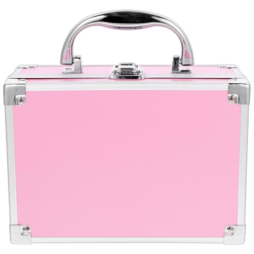 Amosfun Maletín Cosmético de Aleación de Aluminio Resistente, Caja Organizadora Portátil Espacio Amplio, Estuche para Maquillaje y Utensilios, para Profesionales y Uso Diario