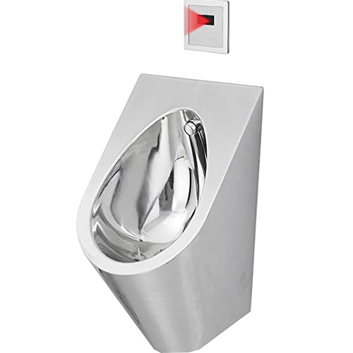 Household Products Men's Urinals, Infrared Sensors Flush Stainless Steel Wall-Mounted Urinal, Deepen Automatic Flush Valve Toilet Tank Fittings Urine Tank, Suitable for B