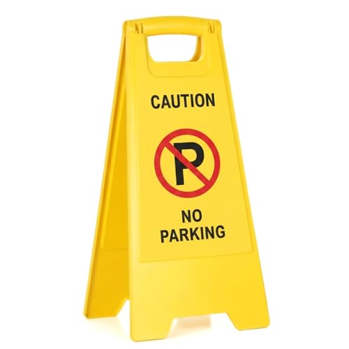 Image of GLUN Caution Sign Board No Parking, Size 24 * 15 * 12 Inch Bright Yellow Colour Clear & Bright Font PP Material, UV Resistant, Two-Side Floor Sign Board