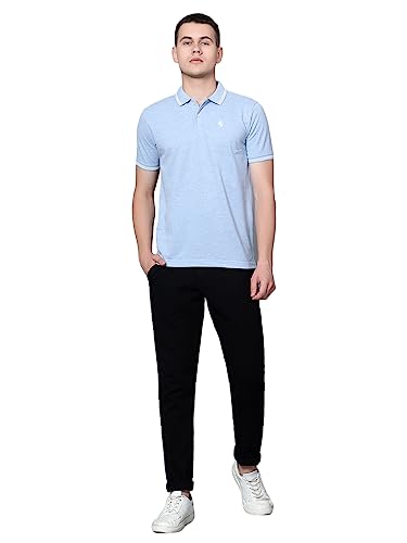 Image of Cantabil T-Shirt for Men l Breathable & Soft with Color Fastness Regular Fit Polo Neck Cotton Blend Fabric Solid Pattern