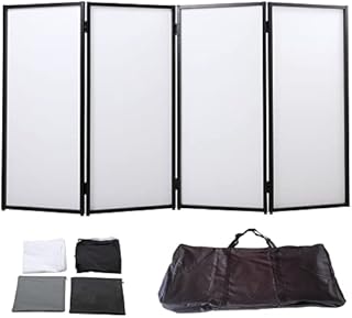 Sardoxx DJ Booth DJ Facade White+Black Foldable Cover Screen Portable Event Facade w/Travel Bag Front Board Video Light Projector Display Scrim Panel