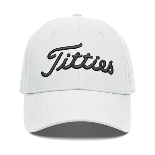 Tittiess Golf Hats for Men Women,Funny Titties Golf Gifts Baseball Cap for Adults Humor,White 5