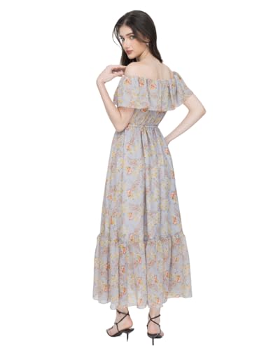 Floral Off-Shoulder Maxi Voile Dress, a Romantic and Elegant Pick for Spring and Summer 20254