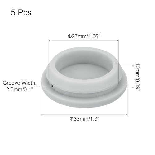 Image of MECCANIXITY 5pcs Silicone Snap in Locking Hole Plugs,27mm /1.1 Inch Mounting Diameter Narrow Groove Width 2.5mm Panel Seal Cover Round for Kitchen Bulkheads Waterproof Sealing Plugs Grey