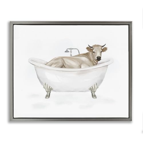 Farm Cow Bathing Tub Bathroom, 24 x 30 Inch Canvas in Floater Frame