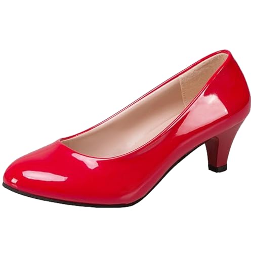 Image of WUIWUIYU Womens Office Kitten Heels Pumps Slip On Evening Dress Work Cute Sexy Pump Shoes
