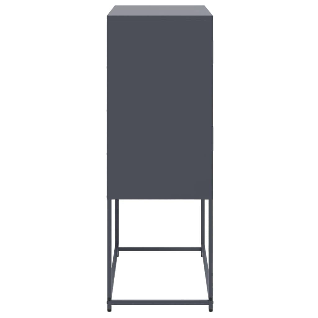 Aparador industrial 68,5 x 38,5 x 107 cm antracita de acero con 4 compartimentos, diseño moderno, robusto y duradero, para salón o pasillo