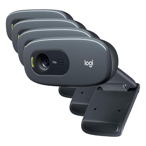 Image of Logitech C270 HD Webcam,720p,Widescreen HD Video Calling,Light Correction,Noise-Reducing Mic,Works with Zoom,Nintendo Switch 2's New GameChat Mode,PC /Mac /Laptop /MacBook /Tablet - Black,(Pack of 4)