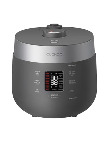 CUCKOO Twin Pressure Rice Cooker 6-Cup Uncooked / 12-Cup Cooked with Nonstick Inner Pot, Versatile Rice Maker & Warmer with 16 Menu Options, Open Cooking Mode, Voice Guide, Gray (CRP-ST0609FG)