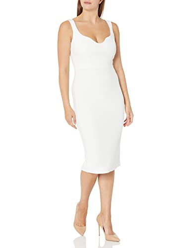 Image of Dress The Population Womens Sloane Rounded V Neck Bodycon Midi Dress