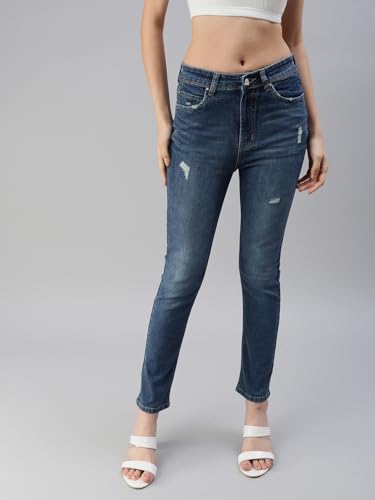 Image of SHOWOFFFF Women Slim Fit Jeans | Denim Jeans for Womens | Mid-Rise Regular Length Jeans for Women's