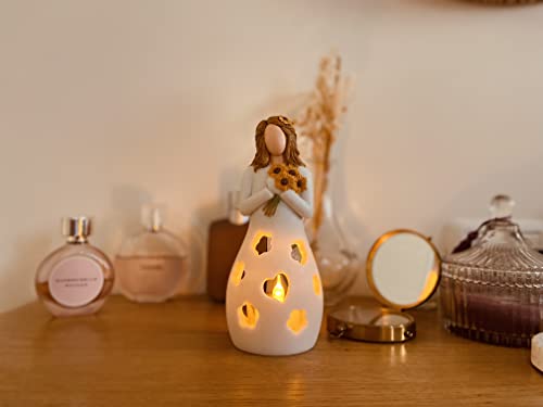 Oakiway Sunflower Gifts For Women - Sunflower Girl Candle Holder W/Flickering Led Candle, Birthday Sunshine Daisy Fun Gifts For Her, Mom,Bestfriend, Friendship, Decorations For Home, Kitchen Decor #TOP1