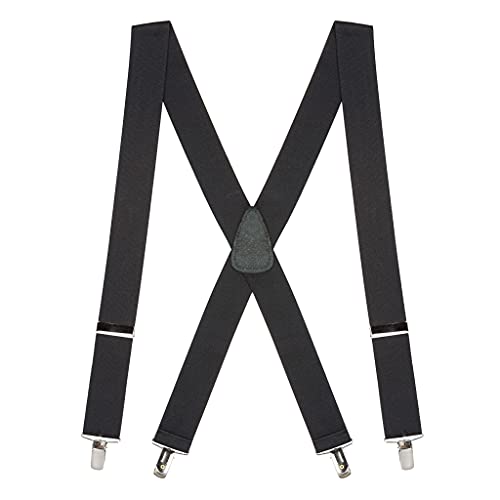 SuspenderStore Men's 1.5 Inch Wide Finger Clip Suspenders - BLACK SuspenderStore Men's 1.5 Inch Wide Finger Clip Suspenders - BLACK