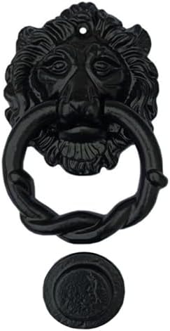 Shristy Hardware "Lion" Black Antique Iron Door Knocker for Door Front - Exterior for Home Iron Door Knocker Front Door Entry Knocker - (Pack of 1 Black Powder Coated Finish)
