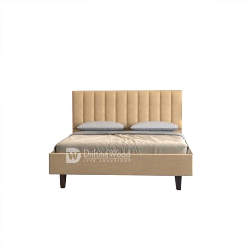 Image of DRIFTINGWOOD Florina Engineered Wood Low Height King Size Bed Without Storage | Wooden Double Bed | Low Floor /Level /Profile Cot Bedroom Furniture | Beige, Self Assembly (DIY)