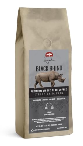 Zawadee Black Rhino Ethiopian Whole Bean Coffee 3/4 lb