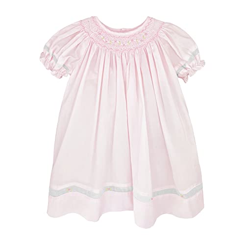 Baby Girls’ Smocked Daygown with Voile Insert, 12 Months, Pink