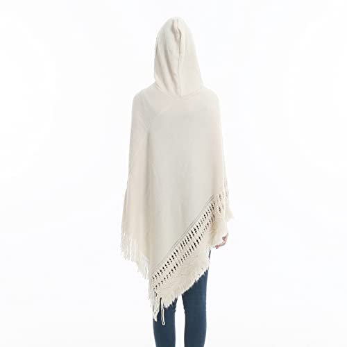 Women's Knit Cape Poncho Sweater with Fringes Pullover Shawls Wraps Capes3