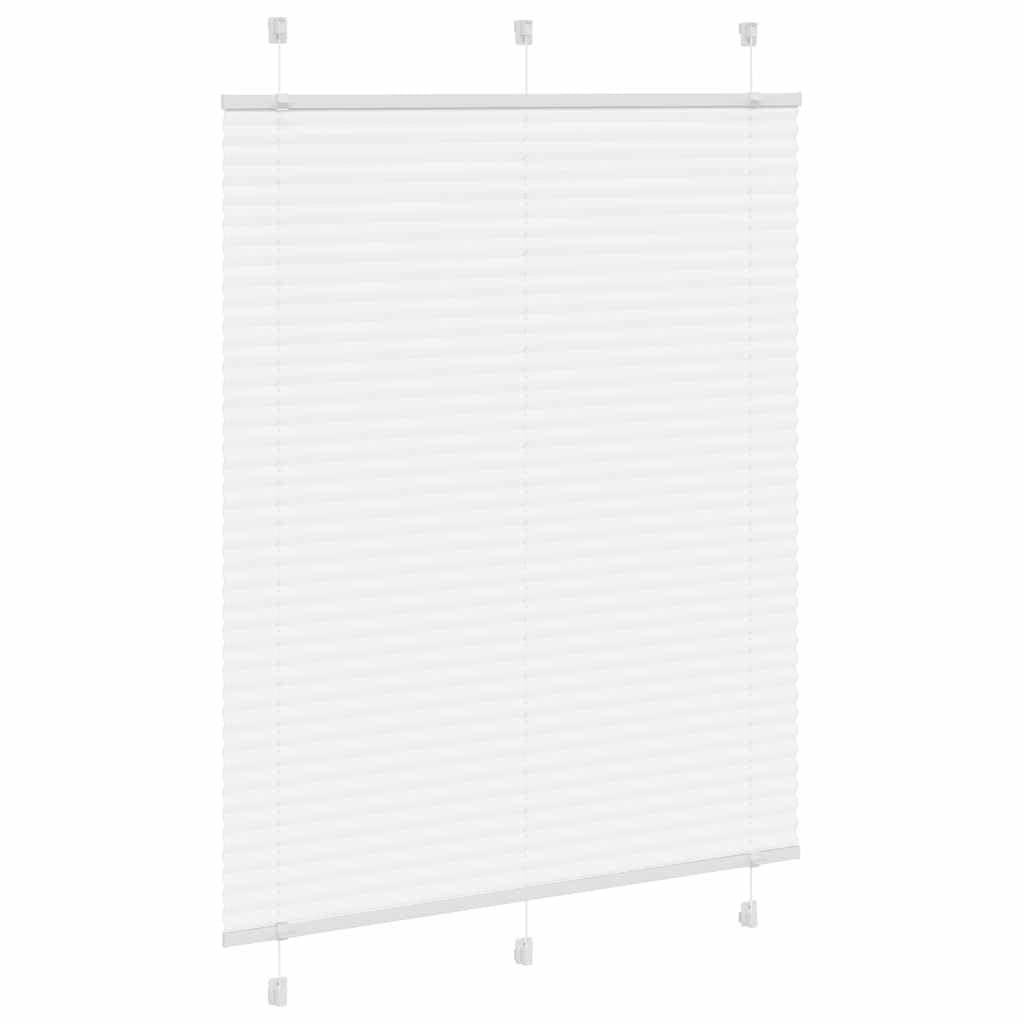Store plissé Blanc en Polyester 105x150 cm Largeur Tissu 104,4 cm avec Fixation Murale ou fenêtre sans perçage pour Protection Solaire intimité et Isolation Thermique