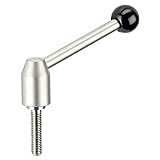 HALDER 24440.0722 Verstellbare Spannhebel/mit Schraube, Schwarz, d1=24 mm / d2=M10 / l1=20 mm/Rostfreier Stahl