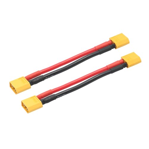 Short XT60 Battery Connector Cable 4inch, XT60 Male to XT60 Male Connector Adapter with 12AWG Cable for 2 Cable Extension and RC Lipo Charger etc(2Pcs)