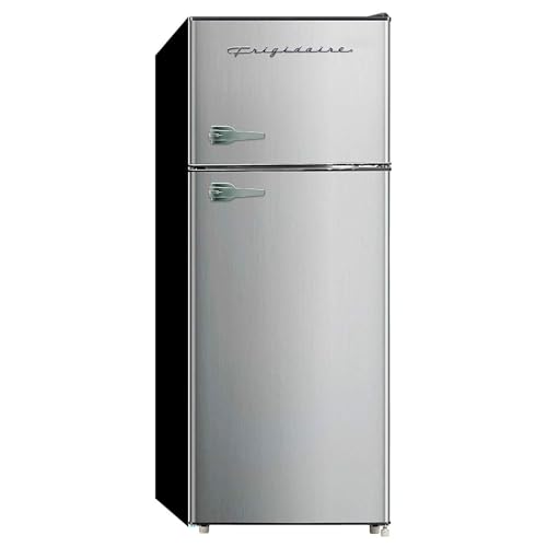 Frigidaire EFR751, 2 Door Apartment Size Refrigerator with Freezer Combo, 7.5 cu ft, Platinum Series, Stainless Steel-21.5″ D x 22.4″ W x 55.5″ H