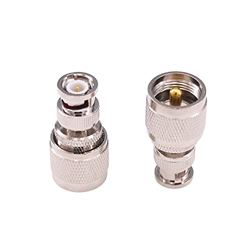 RFaha 2pcs BNC Male to UHF Male PL259 PL-259 RF Coax Coaxial Adapter Connector for Radios Wi-Fi Telecom(F104-2)