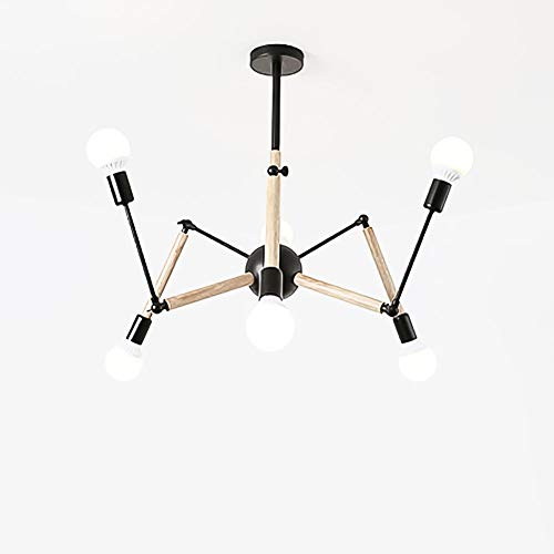 Lustre noir moderne en bois à 10 lumières pour salon et cuisine