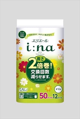 エリエール イーナトイレット 12ロール ダブル トイレットペーパー ダブルロール 日用品 まとめ買い 大容量 家庭用 消耗品 ストック 常備品 パルプ 吸水性 吸収性 快適使用 (1パック)