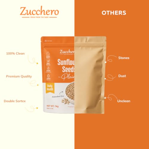 Image of Zucchero Sunflower Seeds (1kg) -Raw Seeds for eating | Protein Loaded | Hi-Fiber | Super Food | Healthy Snack | Anti-oxidant Rich | Real Food | Lab Tested