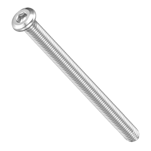 Image of METALLIXITY Flat Head Hex Socket Cap Screws Bolts(M8-1.25x100) 5Pcs, 304 Stainless Steel Hex Socket Furniture Bolts Screws - for Furniture Woodworking Project, Silver Tone