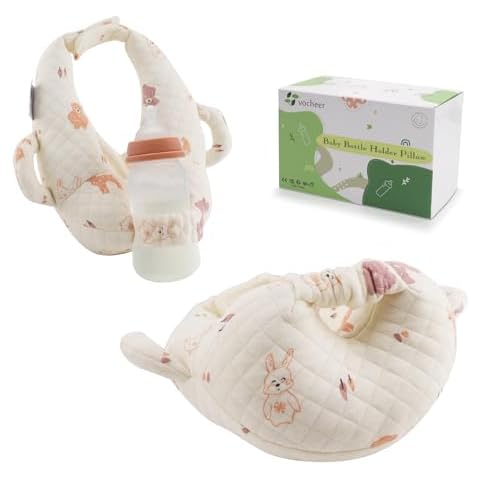 vocheer Baby Bottle Holder, Portable Support Pillow for Newborns, Baby Self-Feeding Pad,Hand Free, Bottle Support Cushion，Deer Cover