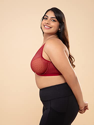 Image of NYKD Everyday Textured Lace Support Bra for Women Daily Use Non-Padded, Wired, Full Coverage Bra, NYB140