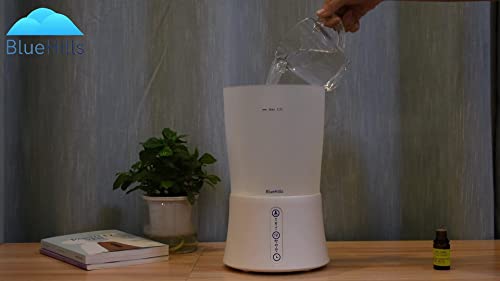 Bluehills Large 2000 Ml Xl Essential Oil Diffuser Premium Aromatherapy Humidifier For Big Room Home Long Run Extra Large Capacity For Huge Area 2 Liter 2L Color Changing Lights Cool High Mist White-S1 #TOP2