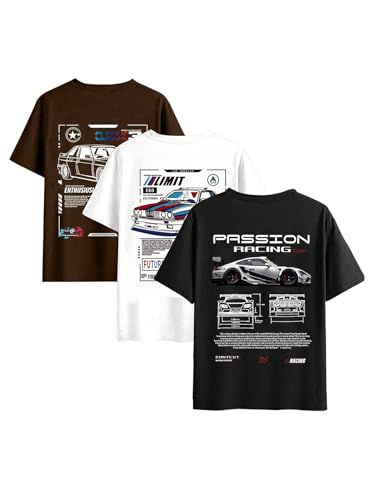 Men's 3 Pack Y2K Graphic Tees Short Sleeve Crew Neck Summer T-Shirts Top