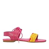 Sandalia Mujer Amarillo-Fucsia talla 38 1,5 cms