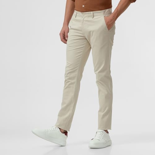 Image of BASICS Premium Cotton Stretch Formal Trousers for Men | Office Pants