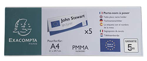 Porte-noms Exacompta 10 Pièces - Format A6 - PMMA Cristal - Garantie 5 Ans