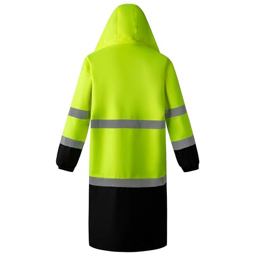 wantdo Hi Vis Rain Jacket Long Reflective Raincoat Waterproof with Carry Bag2