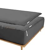 Cotton Zip On Sheets™ Queen Size Zipper Fitted Sheets - Includes 2 Zip-On Sheets & 1 Fitted Sheet Base - 12” Inch Deep Pockets Won't Pop Off - Cotton 600 TC Fitted Sheet - Dark Grey