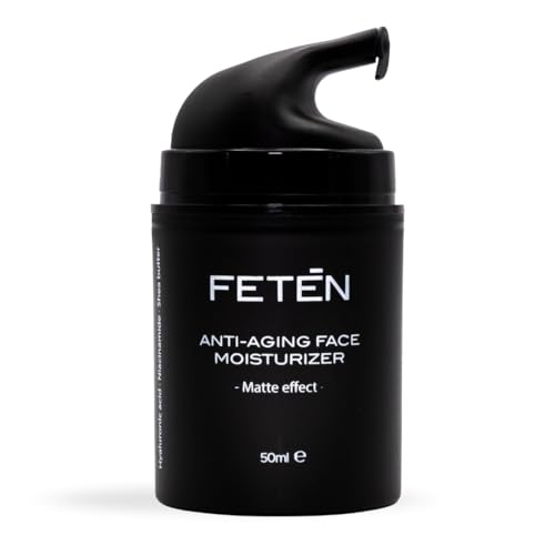 FETĒN Crema Hidratante Facial Hombre – Crema antiarrugas con ácido hialurónico, efecto antiedad y matificante, cuidado de cara día y noche, men skincare, antiacné (1 ud. 50ml)