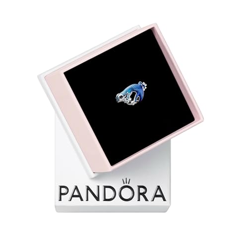 PANDORA Metallic Blue Gecko Charm - Gift for Her - Compatible with PANDORA Moments - With Gift Box - Sterling Silver with Enamel & Man-Made Crystals