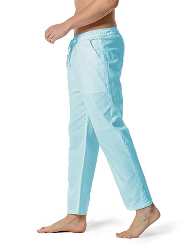 Pantalon long décontracté lin coton léger ample unisexe