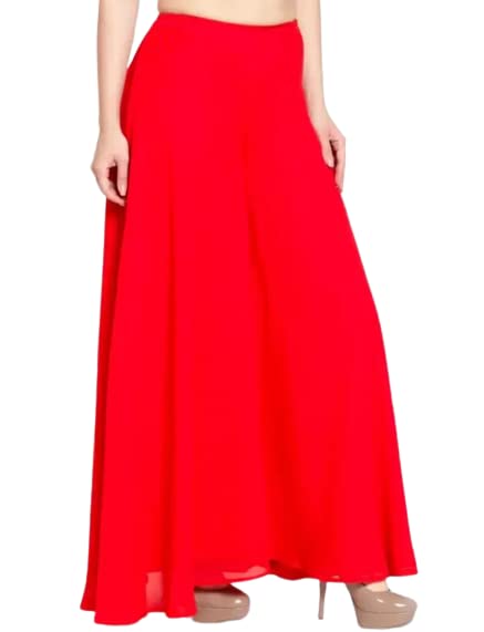 Red Flared Women’s sharara | Stylish Wide-Leg Bottoms for Ethnic, Casual Comfortable Fit with Elegant Flow-image-46