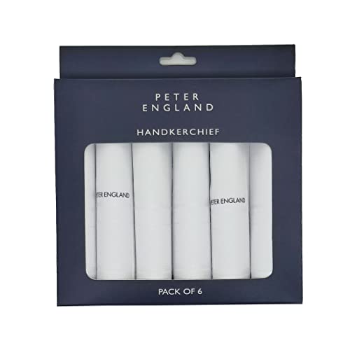 Peter England Men's Cotton White Handkerchief (Pack of 6)