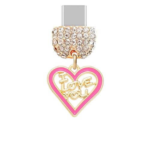 ELISE & FONDA TP1023 Type-C �[�d�|�[�g �N���X�^�� �A���`�_�X�g�v���O Little Love Heart with I LOVE YOU �g�ѓd�b�`���[�� iPhone 15/16/Samsung/OnePlus/Xiaomi